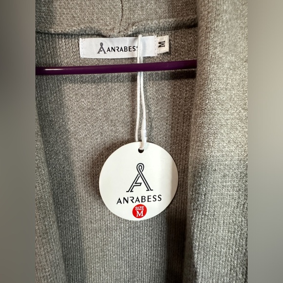 ANRABESS Women’s 2023 Cozy Soft Gray Long Cardigan Sweater - Picture 3 of 11